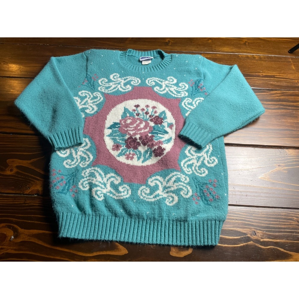 Cape Cod Sweater, Women's Size Small, Blue, Vintage, Shoulder Pads